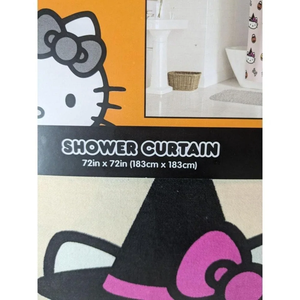 NWT Hello‎ Kitty Witch Pumpkin Skull Halloween Shower Curtain